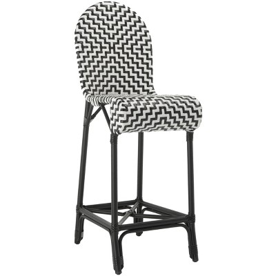 Tilden Black and White Rattan Indoor/Outdoor Bar Stool