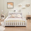 55.79"Full-size Floor Beds with Bookcases and Blackboards, Versatile Platform Beds with Guard rails,White - 2 of 4
