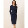 Allegra K Women's Round Neck Bracelet Sleeve Peplum High Waist Work Office Pencil Dress - 2 of 4