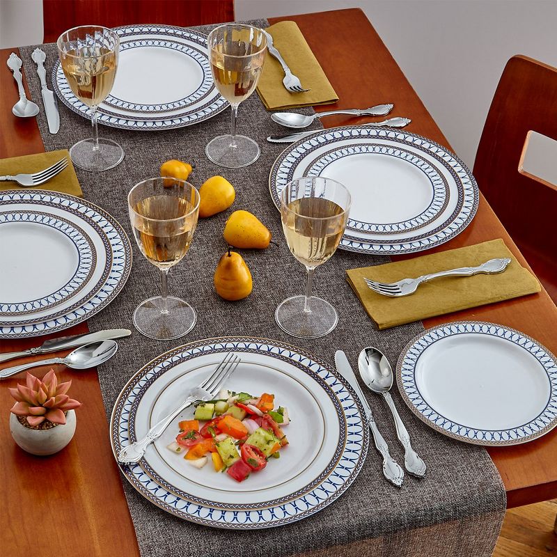 Silver Spoons Elegant Disposable Dinnerware Set, Includes 20 Dinner Plates (10.25”), 20 Salad Plates (9”) & 20 Dessert Plates (7.5”) - Renaissance, 2 of 3