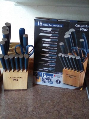 GRANITESTONE Nutri Blade Pro 14-Piece Stainless Steel Premium Chef Knife  Set with Knife Block in Blue 8100 - The Home Depot