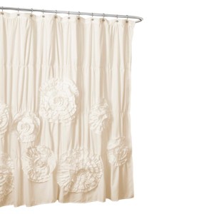 Lush Décor Serena Flower Texture Shower Curtain, Adult Unisex, Ivory