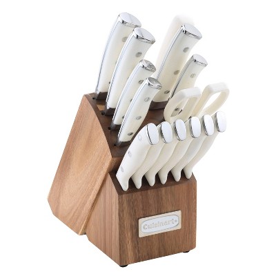  Cuisinart 15-Piece Knife Set with Block, High Carbon Stainless  Steel, Forged Triple Rivet, White, C77WTR-15P: Home & Kitchen