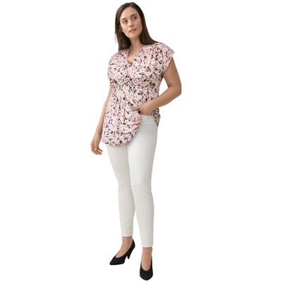 ellos Plus Size V-Neck Tunic With Gathered Bodice