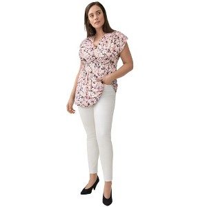ellos Plus Size V-Neck Tunic With Gathered Bodice - 1 of 4