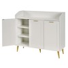 VECELO 3-Tier Shoe Storage Cabinet with 2 Adjustable Shelves, Accent Cabinet with Side Organizer & Mounted Hooks for Entryway, White - 2 of 4