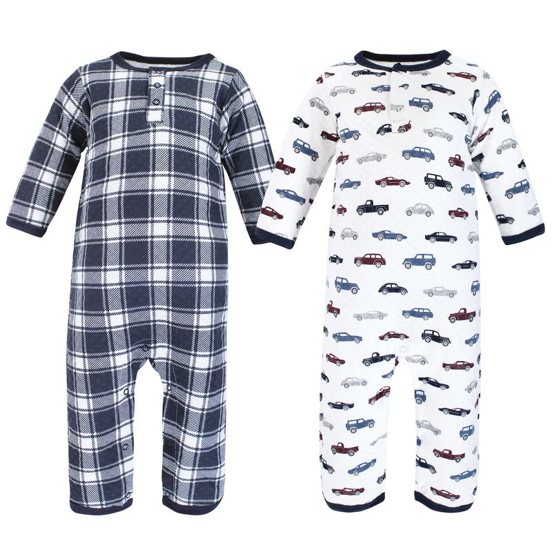 Hudson Baby Infant Boy Premium Quilted Coveralls, Cars, 1 of 6