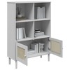 vidaXL Bookcase Bookshelf Storage Cabinet SENJA Rattan Look Solid Wood Pine - White - 4 of 4