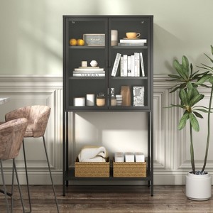 Metal Sideboard Cabinet, Accent Storage Cabinet with doors, Modern Coffee Bar Cabinet with Adjustable Shelves 200lbs Capacity for Kitchen-The Pop Home - 1 of 4