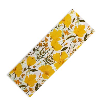 Alison Janssen YELLOW ROAMING WILDFLOWERS (6mm) 24" x 70" Yoga Mat - Society6
