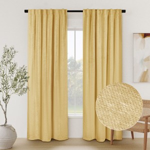 Chenille Solid Room Darkening Back Tab Curtain Single Panel - 1 of 4