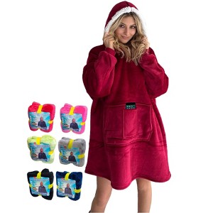 5 Star Super Deals Oversized Hooded Fleece Sweatshirt Wearable Blanket Cozy Soft & Comfortable Hoodie Fleece Sweatshirt - Reversible - 1 of 4