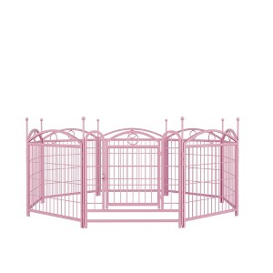 SEVOBAL Pet Crates and Houses 8 Panel Metal Dog Playpen with Doors for Indoor Outdoor Yard Living Room, Pink, 48.4"*48.4"*24.2" - 1 of 4