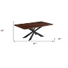 HomeRoots 81" Brown and Black Wood and Metal Cross Leg Base Dining Table - 3 of 4