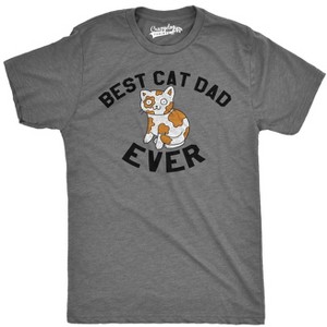 Mens Best Cat Dad Ever Funny Face T shirt Hilarious Pet Lover Graphic for Guys - Crazy Dog Men's T Shirt - 1 of 4