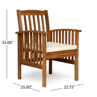Acacia Wood 6-Seater Outdoor Dining Set with Cream Cushions