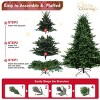 Green Artificial Christmas Tree with PE/PVC Mixed Branches, Warm White LED Lights, Fireproof PVC Material, Hinged Foldable Design with Sturdy Base - 2 of 4