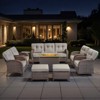 Belord Brown Wicker 9 Piece Patio Furniture Set with 5" Thick Cushions, 41" Propane Fire Pit Table Set with Swivel Glider Chairs and Club Chairs - 3 of 4