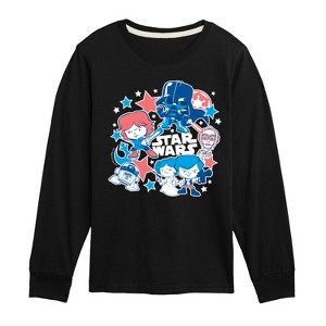 Boys' - Star Wars - Americana Stickers Long Sleeve Graphic T-Shirt - 1 of 4
