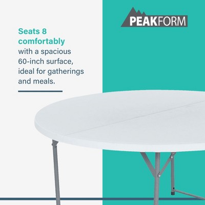 White Round Plastic Folding Banquet Table for 8