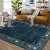 2x6 Modern Bordered Indoor Runner Rug, Machine Washable Runners, Contemporary Geometric Accent Rugs, Non Slip Non Shedding Carpet - 4 of 4
