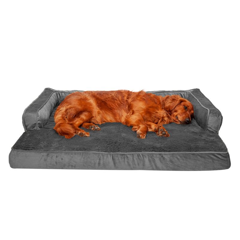 FurHaven Plush & Velvet Comfy Couch Memory Foam Sofa-Style Dog Bed, 1 of 4