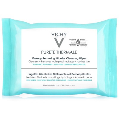 Vichy Pureté Thermale 3-in-1 Micellar Cleansing Make-Up Remover Wipes - 25pk