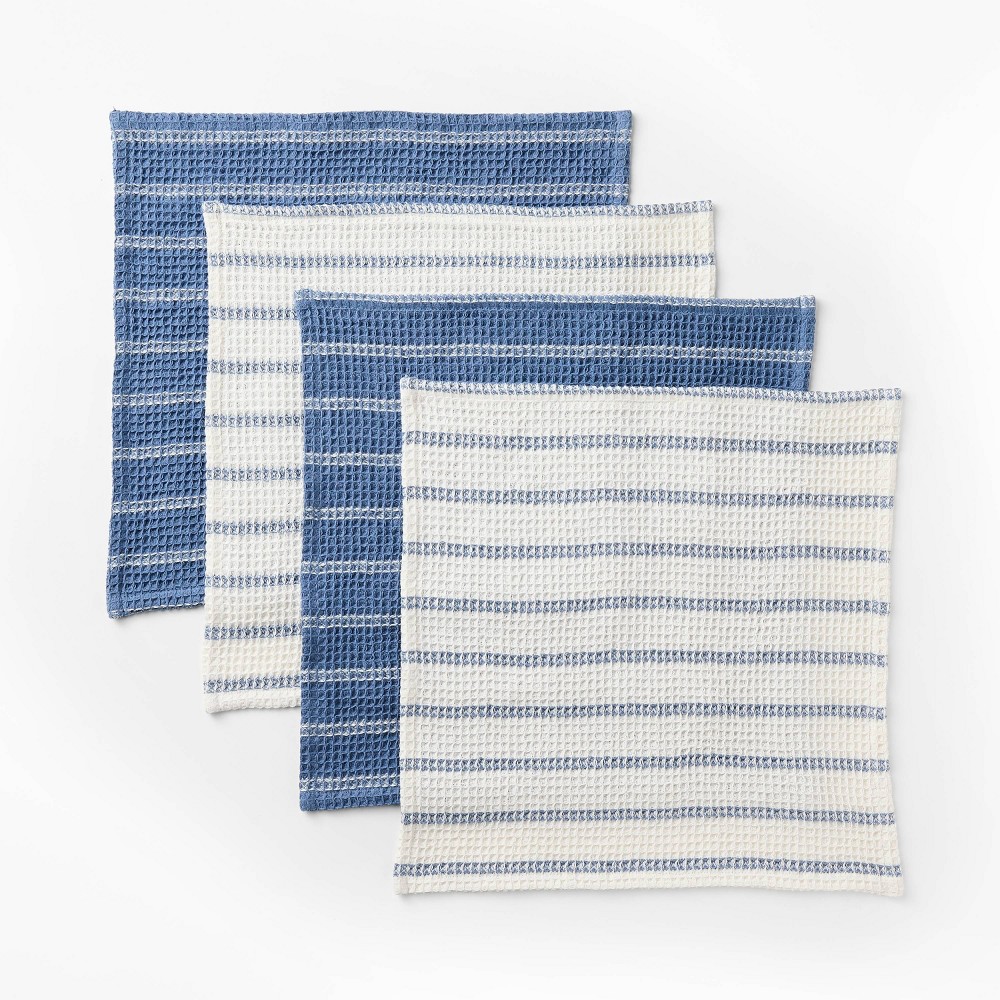 Photos - Other Accessories 4pk Dish Cloth Set Blue - Figmint™