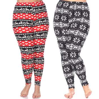 Women's Pack Of 2 Leggings Red/black One Size Fits Most - White Mark :  Target