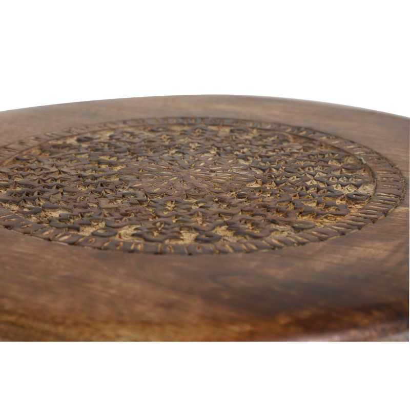 Carved Mango Wood Tripod Table Brown - Olivia &#38; May, 5 of 9