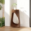 TUYOHW Concrete Patio End Table,Hollow Design Patio Side Table with Wood Texture for Garden,Poolside & Balcony - 2 of 4