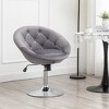 Roundhill Furniture Noas Velvet Upholstered Tufted Back Swivel Accent Chair, Gray - 3 of 4