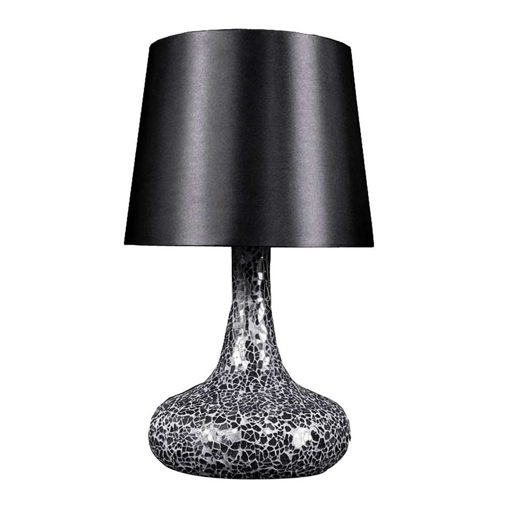 Photos - Floodlight / Garden Lamps Mosaic Tiled Glass Genie Table Lamp with Fabric Shade Black - Simple Desig
