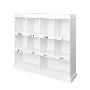 TopComfy Decorative Storage Cabinets 10 Shelf Bookcase Multi Purpose Storage Cabinet Furniture For Living Room, White, 53.15"*11.81"*47.24" - 1 of 4