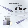 iHome 6' USB-C to USB-C Cable, Nylon Braided with Cable Wrap, Purple - 2 of 4