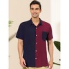 INSPIRE CHIC Men's Summer Patchwork Regular Fit Button Closure Color Block Casual Shirt - 2 of 4