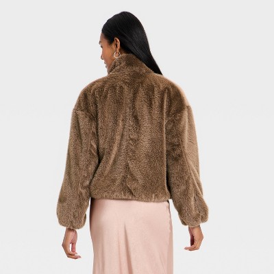 Women Faux Fur Zip-Up Jacket - A New Day | eBay