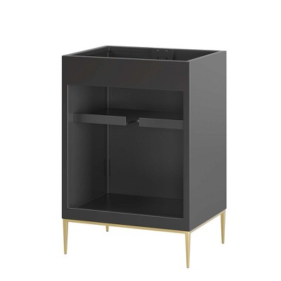 Modway Black and Gold 24" Single Bathroom Vanity Cabinet