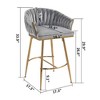 Kumasinova 26" Counter Height Bar Stools Set of 2, Velvet Dining Chair with Hand-Wave Back, Golden Chromed Base & Footrest, Upholstered Counter Stools - 4 of 4