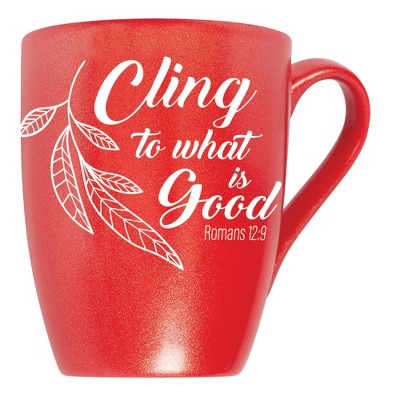 Elanze Designs Cling To What Is Good Romans 12:9 Crimson Red 10 ounce New Bone China Coffee Cup Mug