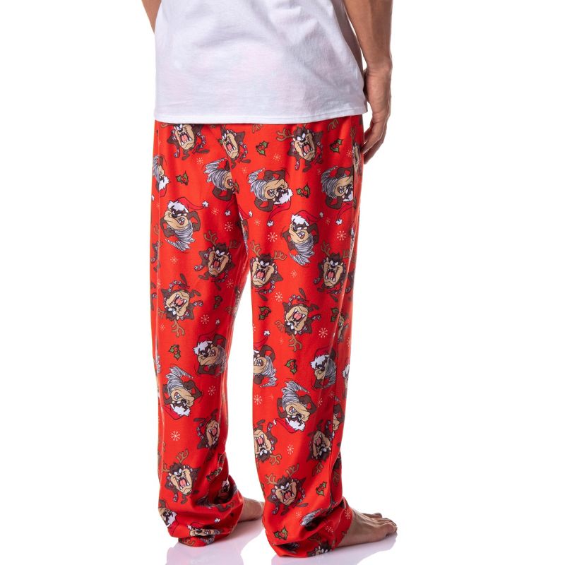 Looney Tunes Mens' Christmas Character Tasmanian Devil Sleep Pajama Pants Red, 4 of 5