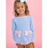 RuffleButts Girls UPF50+ Seersucker Long Sleeve One Piece Bow Peplum Rash Guard Swimsuit - Periwinkle Blue Seersucker, 8 - 3 of 4