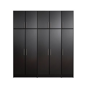 Prepac 80" Elite with 6 Storage Cabinet Set Black: Laminated Wood Composite, 10 Shelves, Anchoring Hardware - 1 of 4