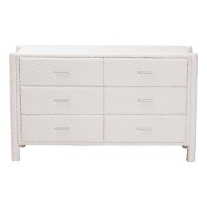 Baxton Studio Laria Teddy Bear Fabric 6 Drawer Dresser White - 1 of 4