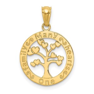 Black Bow Jewelry 14k Yellow Gold One Family Many Hearts Tree of Life Pendant, 16mm - 1 of 4
