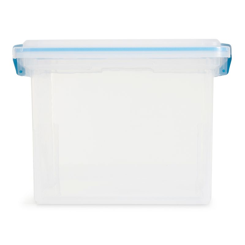 Sterilite 32 Quart Stackable Clear Plastic Storage Tote Container with Blue Gasket Latching Lid for Home and Office Organization, Clear, 4 of 7