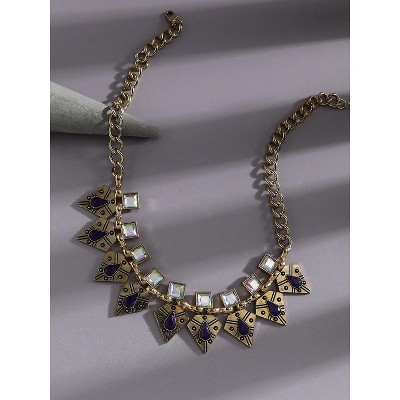SOHI Women's Sapphire Blue Party Stone Collar Neckace
