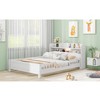 Streamdale Wood Full Size Platform Bed With Built-In LED Light, Storage Headboard And Guardrail, White - 4 of 4