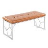 TiramisuBest Contemporary Bench in Silver Metal and Camel Faux Leather, 18.0"L Entryway Bench - 2 of 4