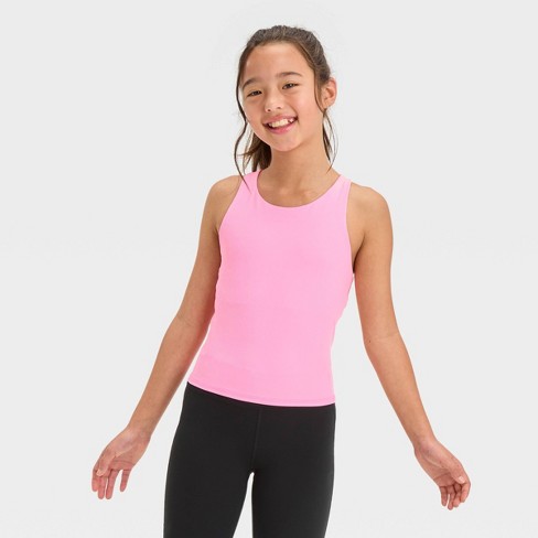 Girls' Cropped Tank Top - All In Motion™ Pink M : Target